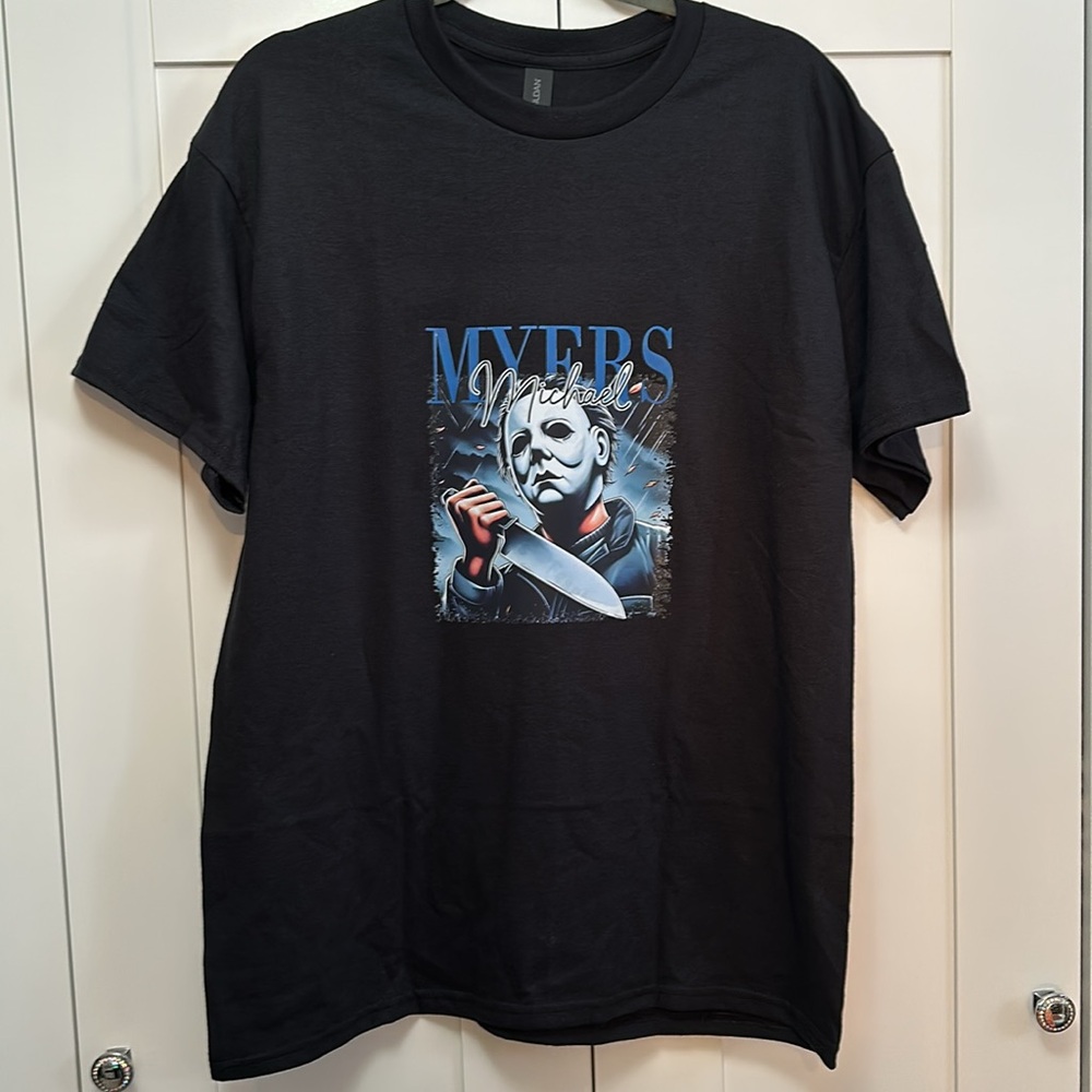 Michael Myers Black Short Sleeve Tee Shirt Sz LG Halloween NEW!
